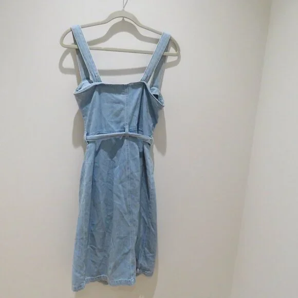 REFORMATION Farrah Chambray Denim Midi Dress Size 4 Palawan Blue Preppy Summer - Picture 12 of 16